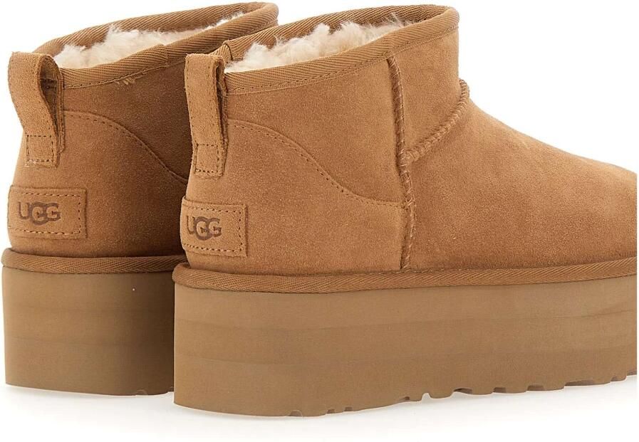 UGG Vachtlaarzen Dames W Classic Ultra Mini Platform Maat: 37 Materiaal: Suède Kleur: Cognac - Foto 10