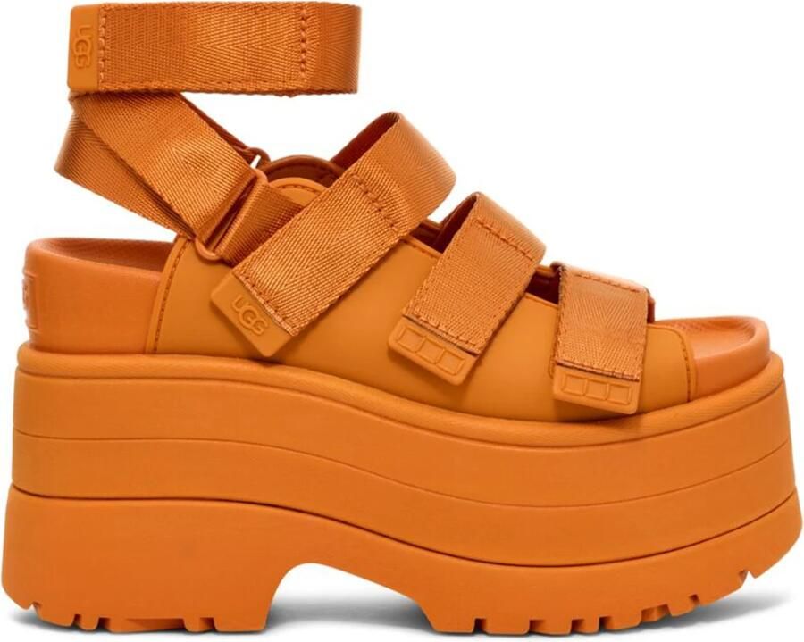 UGG Oranje Plateau Sandalen met Klittenbandsluiting