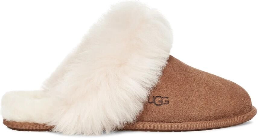 Ugg Bruine Suède Scuff Sis Pantoffel met Shearling Kraag Brown Dames - Foto 1