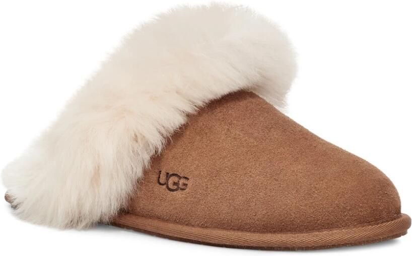 Ugg Bruine Suède Scuff Sis Pantoffel met Shearling Kraag Brown Dames - Foto 4