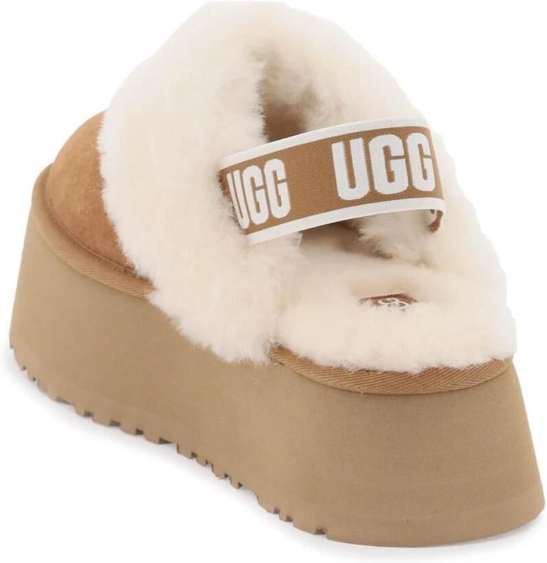 Ugg Schapenvacht Sandalen Laag Platform Biscuit Kleur Brown Dames - Foto 3