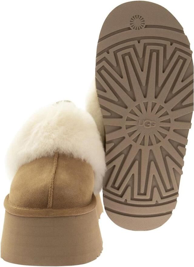 Ugg Schapenvacht Sandalen Laag Platform Biscuit Kleur Brown Dames - Foto 7