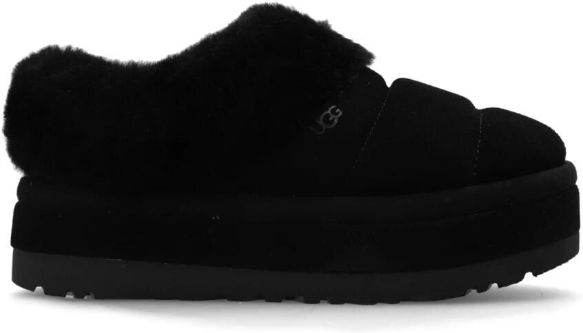 Ugg Shearling Platform Pantoffels met Gewatteerde Kraag Black Dames