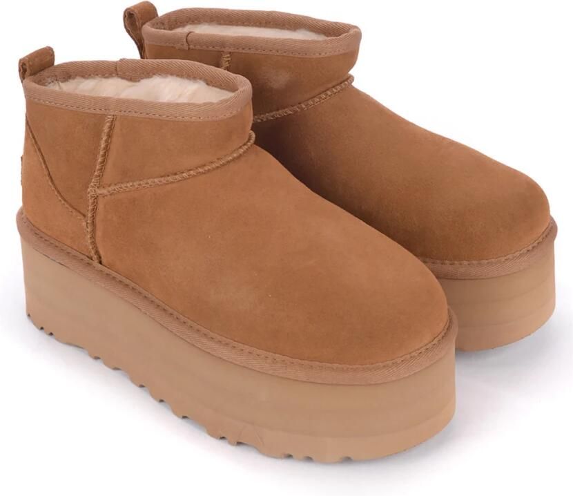 UGG Vachtlaarzen Dames W Classic Ultra Mini Platform Maat: 37 Materiaal: Suède Kleur: Cognac - Foto 10