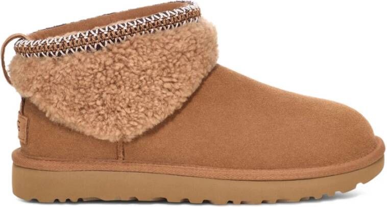 UGG Vachtlaarzen Dames Classic Ultra Mini Maxi Curly Maat: 39 Materiaal: Suèdelook Kleur: Cognac
