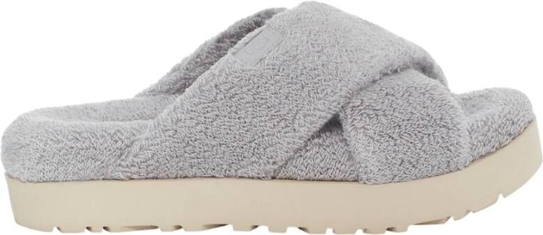 Ugg Slippers W Fuzz Sugar Terry Cross Slide in grijs