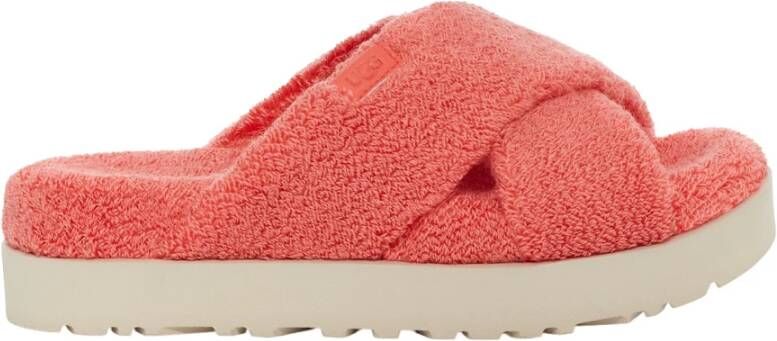 Ugg Fuzz Sugar Terry Cross Slide in Peach Bliss