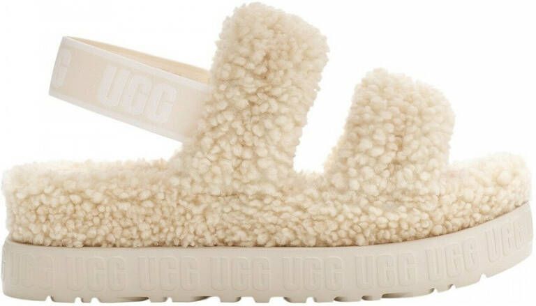Ugg Schapenvacht Pantoffels Natuurlijk Leer Ecru Beige Dames
