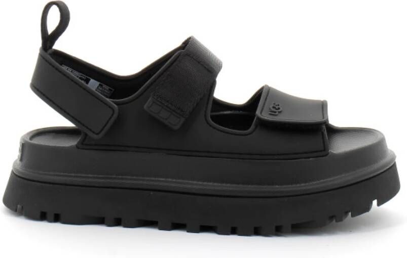 Ugg Goudglans platform sandalen Black Dames