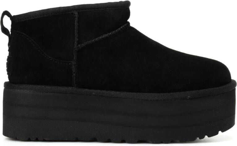 UGG Enkellaarsjes Dames Laarzen Damesschoenen Suède Ultra Mini Platform Zwart