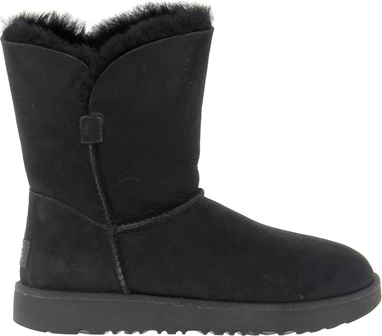 Ugg Zwarte Suède Leren Enkellaars Zwart Dames