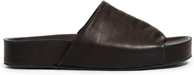 UMA Wang Zwarte Leren Slippers met Rubberen Zool