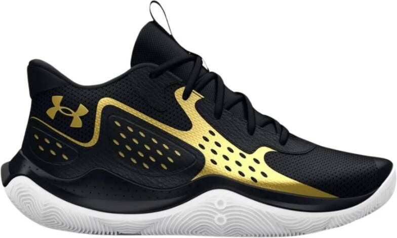 Under Armour Unisex basketbalschoenen Jet '23 Zwart Metalen Goud Metalen Goud 42.5