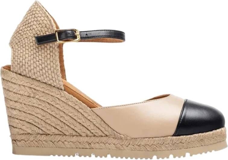 Unisa Beige Casual Leren Espadrilles Beige Dames