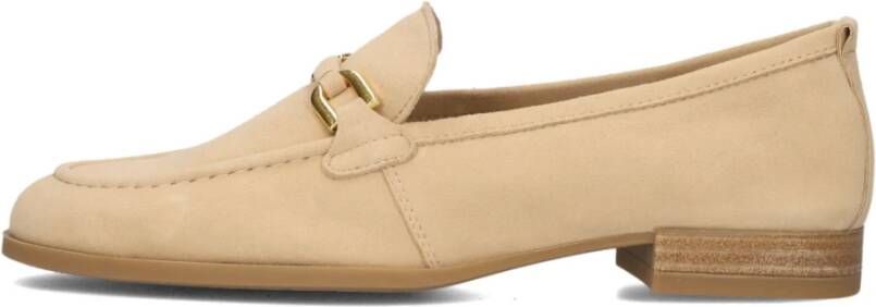 Unisa Beige Suède Loafers met Horsebit Detail