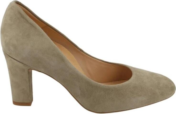 Unisa Groene Suède Pumps Beige Dames