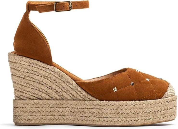 Unisa Kameel Suède Jurk Espadrilles met Hennepzool Brown Dames