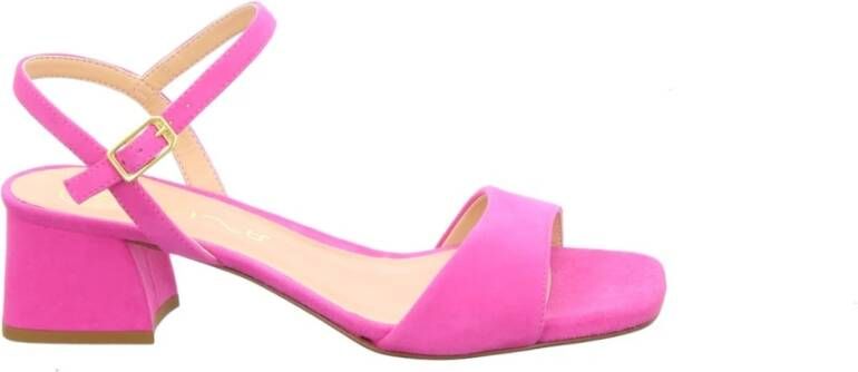 Unisa Roze Velours Sandalen Blokhak Pink Dames