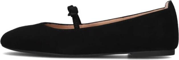 Unisa Zwarte Ballerinas van Suède met Strikje