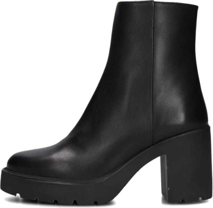 Unisa Zwarte leren enkellaarzen Khan Black Dames