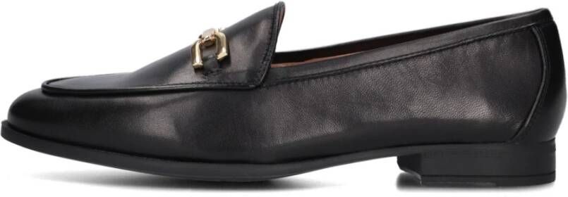 Unisa Zwarte leren loafers met gouden horsebit detail Black Dames