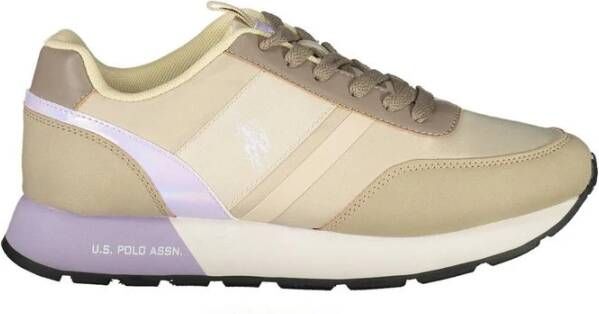 U.s. Polo Assn. Beige Nylon Sneaker met Contrasterende Details