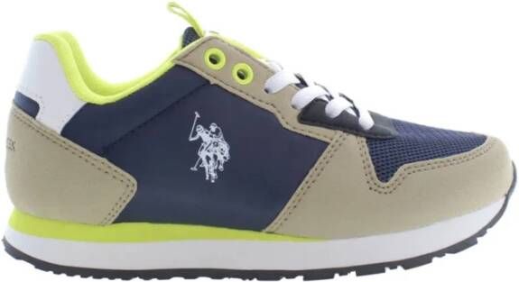 U.s. Polo Assn. Blauw Beige Mesh Sneakers met Elastische Veters Blauw Dames
