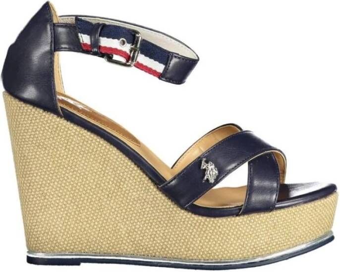 U.s. Polo Assn. Blauwe Katoenen Enkelband Sleehak Sandaal