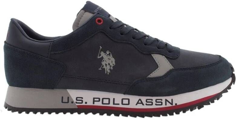 U.s. Polo Assn. Donkerblauwe Leren en Suède Hardloopsneakers Blue Heren