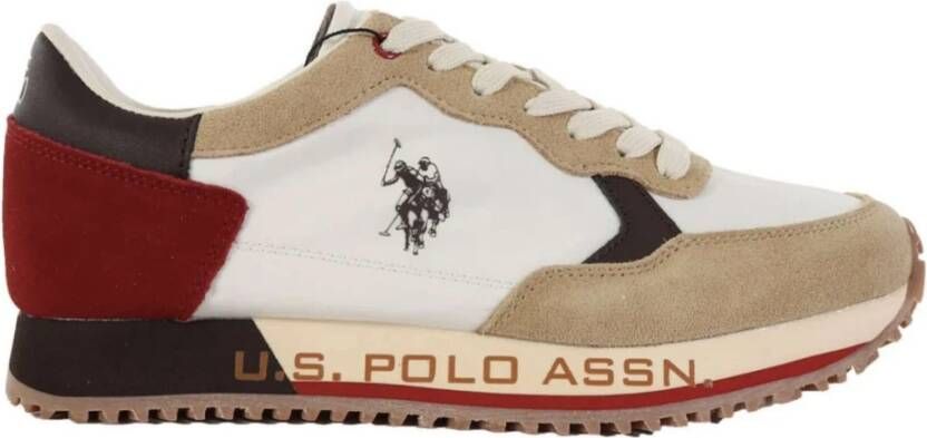 U.s. Polo Assn. Lichtbruine Rode Sneaker Running Cleef 001A White Heren