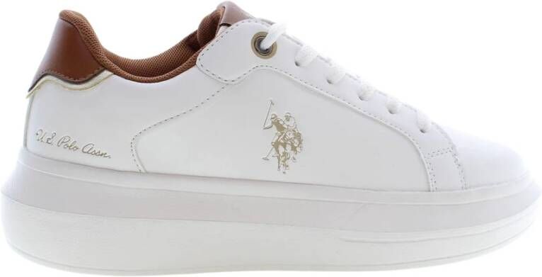 U.s. Polo Assn. Witte Polyester Sneaker met Contrasterende Details