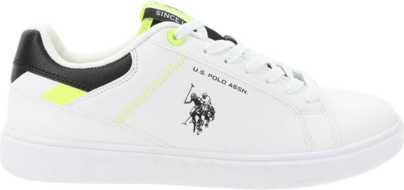 U.s. Polo Assn. Witte Print Slip-On Sneakers met Sportieve Details White Heren