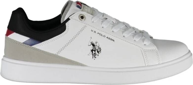 U.s. Polo Assn. Sportieve witte vetersneakers met contrastdetails en logoprint White Heren