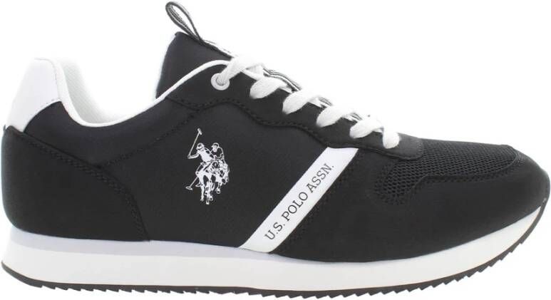 U.s. Polo Assn. Sportieve Zwarte Veterschoenen met Logo Black Heren