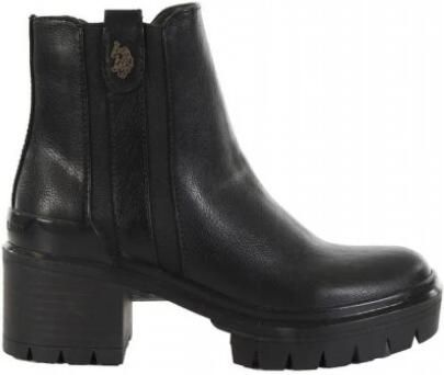 U.s. Polo Assn. Zwarte enkellaarsjes met hak voor dames van imitatieleer Black Dames