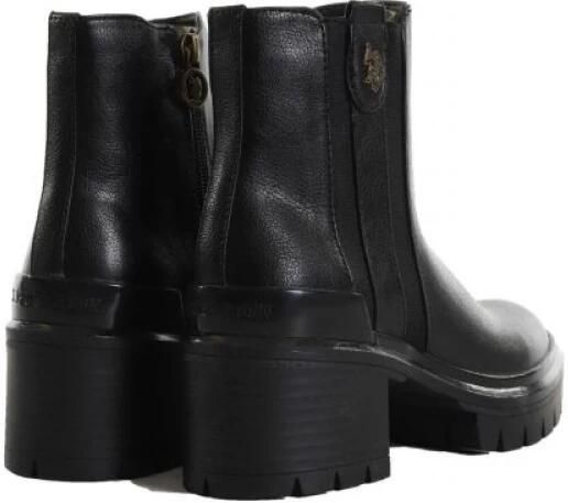 U.s. Polo Assn. Zwarte enkellaarsjes met hak voor dames van imitatieleer Black Dames - Foto 2