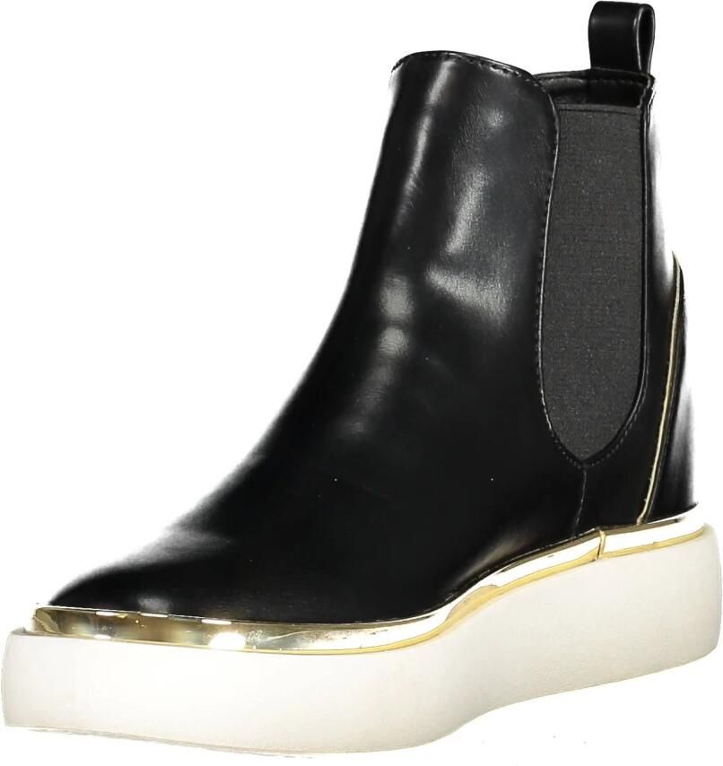 U.s. Polo Assn. Elegante lage zwarte enkellaarsjes met elastische zijpanelen