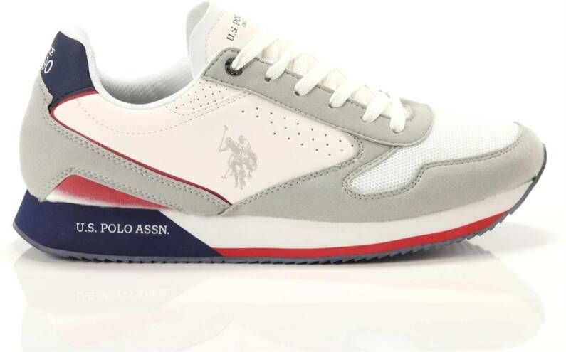 U.s. Polo Assn. Witte sneakers met print voor heren Wit Heren