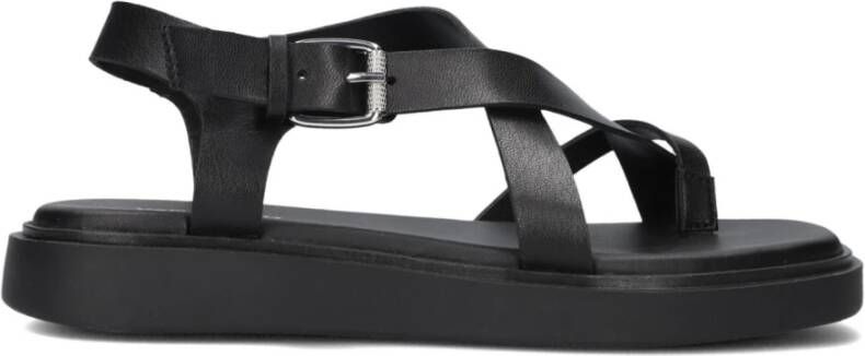 Vagabond Shoemakers Zwarte leren slippers met gesp