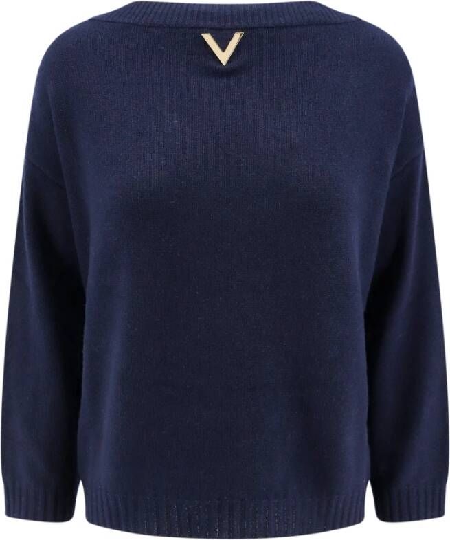 Valentino Blauwe Kasjmier Boothals Trui
