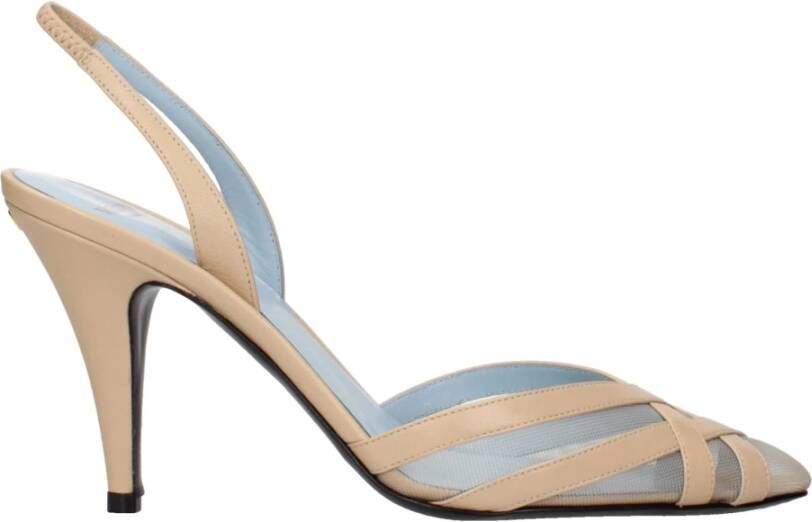 Valentino Garavani Beige Leren Stiletto Hakken Sandalen