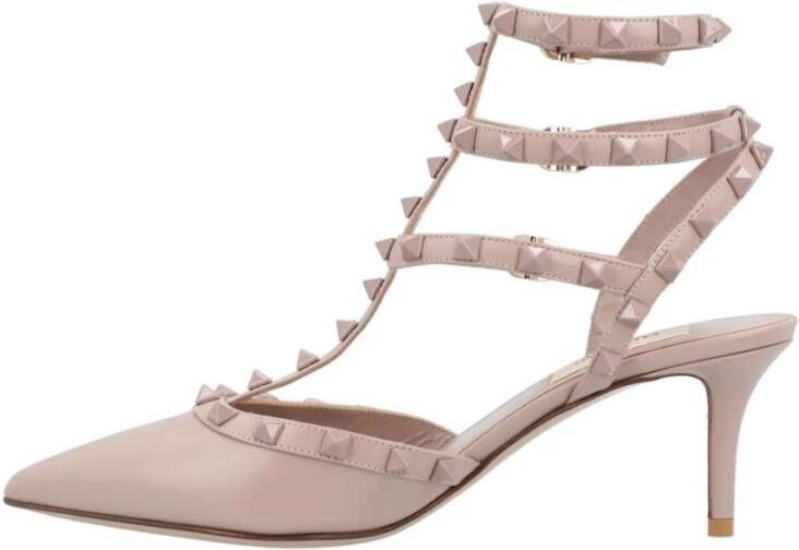 Valentino Garavani Beige Rockstud Pumps Mid Heel