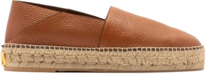 Valentino Garavani Logo-Plaque Leren Espadrilles Brown