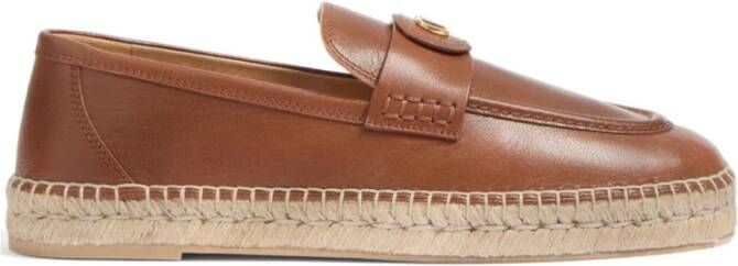 Valentino Garavani Bruin Leren Platte Schoenen met VLogo