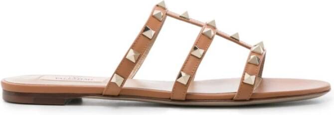 Valentino Garavani Bruin leren sandalen met Rockstud decoratie