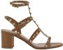 Valentino Garavani Studded Tan Leren Sandalen Beige Dames - Thumbnail 4