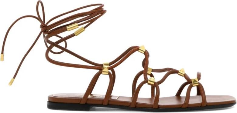 Valentino Garavani Bruine Leren Sandalen voor Vrouwen