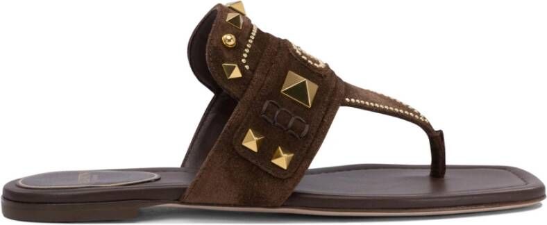 Valentino Garavani Bruine Sandalen met Stud Detail