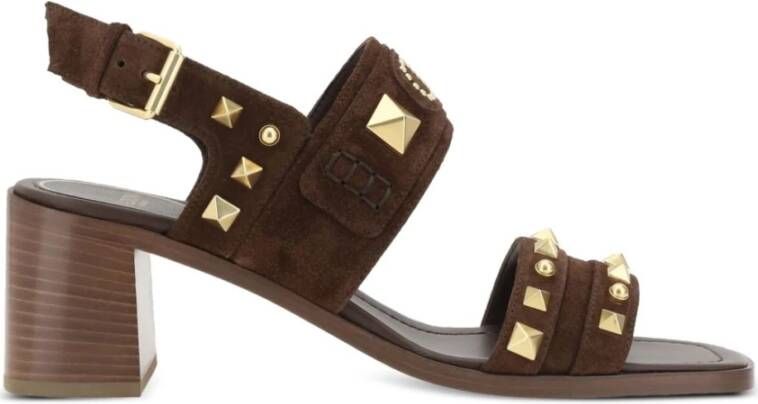 Valentino Garavani Bruine Studded Sandalen met Rockstud Details