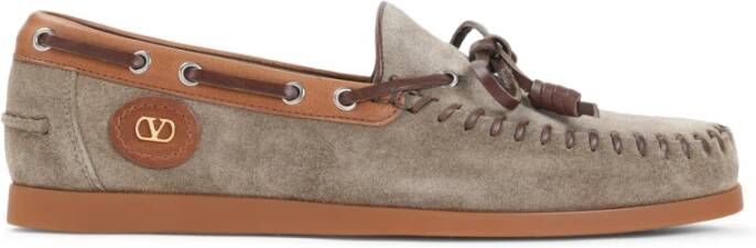 Valentino Garavani Bruine Suède Loafers Elegante Stijl